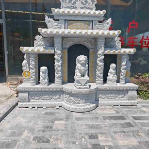 中山芝麻白中国黑石材套墓 花岗岩墓碑