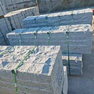 中山芝麻白自然面整石 坐凳