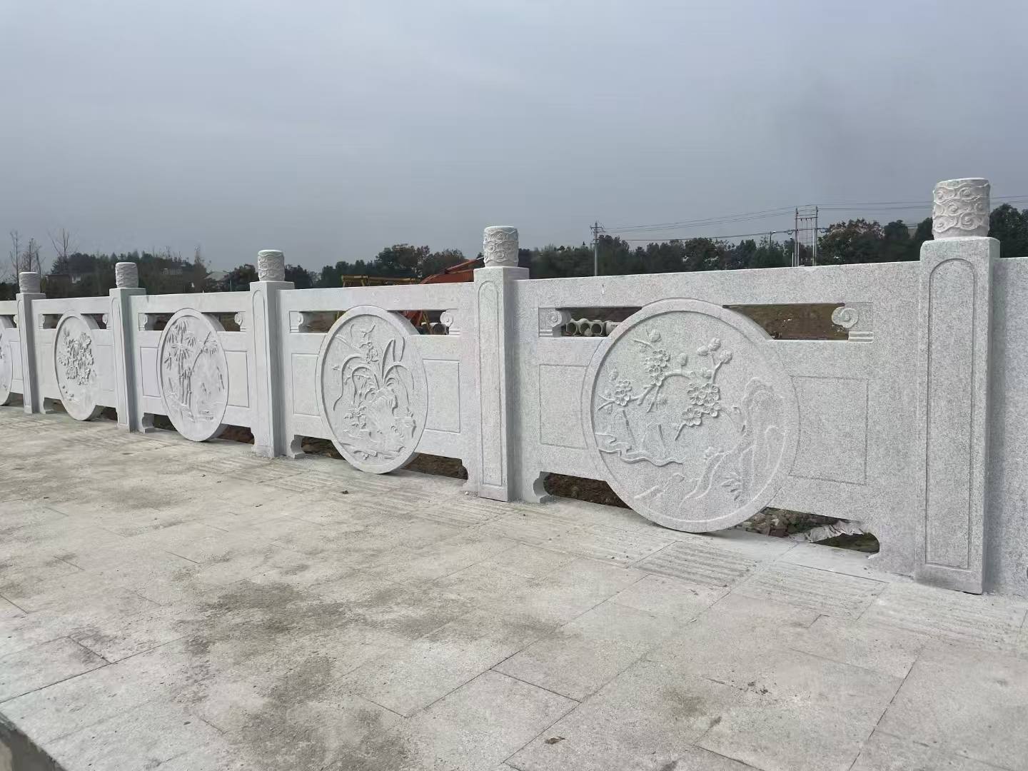中山芝麻白河道栏杆 石材栏杆